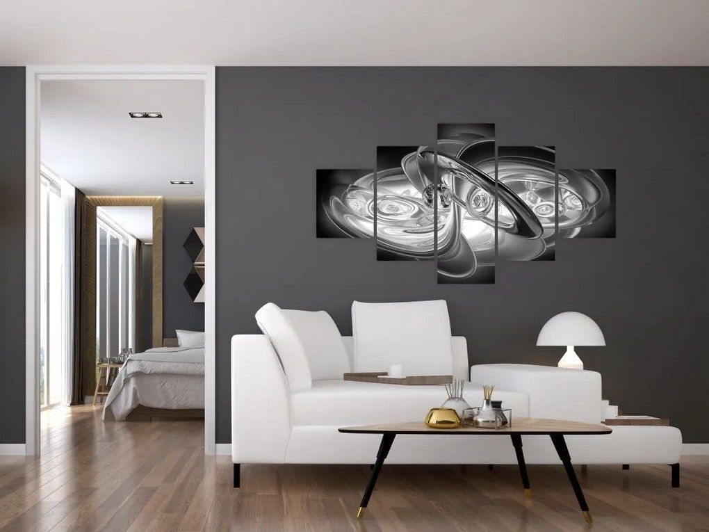 Obraz nowoczesnej szarej abstrakcji (125x70 cm)