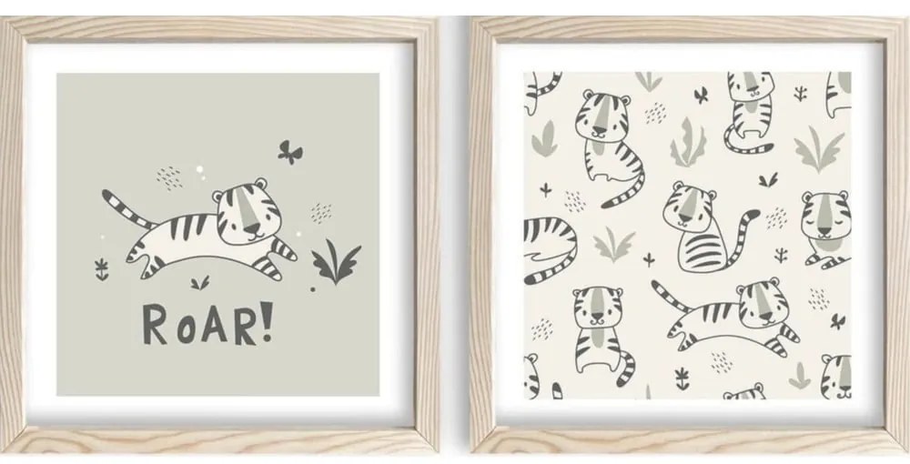 Obrazki dziecięce zestaw 2 szt. 33x68 cm Roar – Wallity