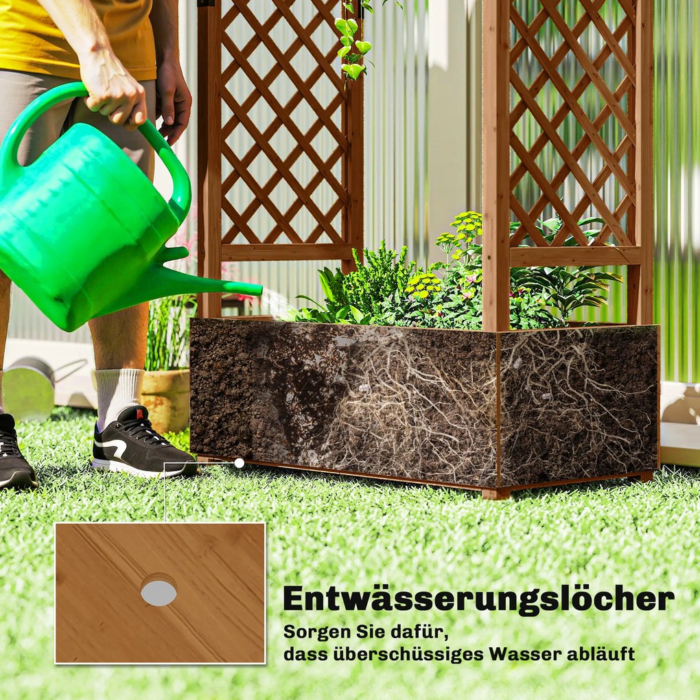 Outsunny Podwyższone grządko z kratownicą i daszkiem, do kwiatów, owoców, warzyw, ziół, 110 x 44 x 181 cm, drewno, pomarańczowy | Aosom PL