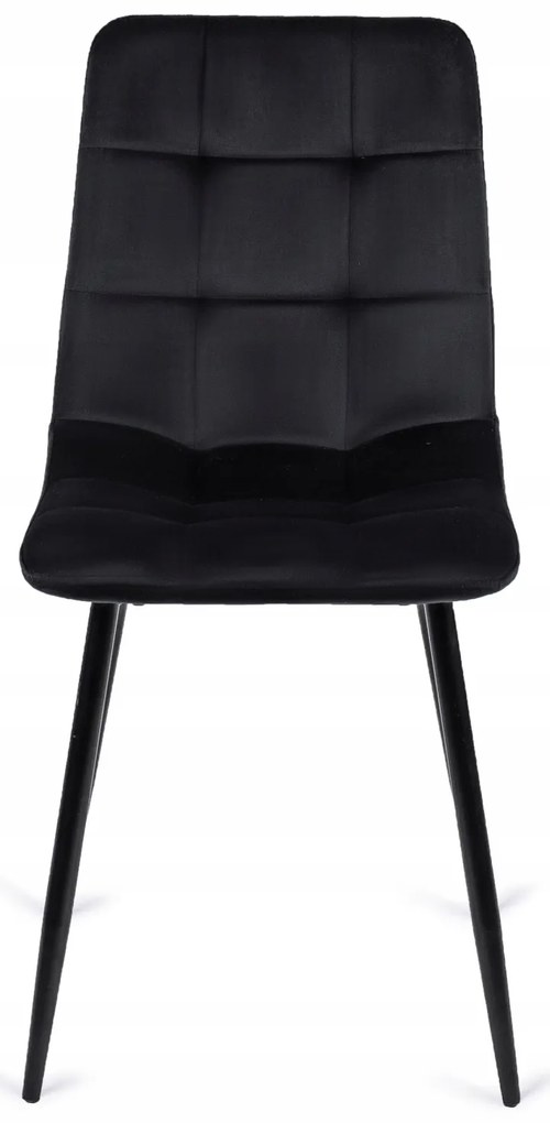 Zestaw Stół Okrągły LINO 100 cm Orzech/Czarny i 4 Krzesła Tapicerowane do Salonu PERU Czarne Welurowe Nowoczesne Loft