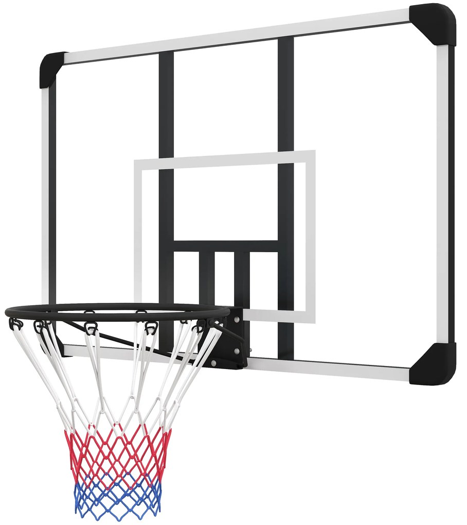 SPORTNOW Kosz do koszykówki z niełamliwą tablicą, regulowany, Indoor & Outdoor, stalowa rama, Czarny