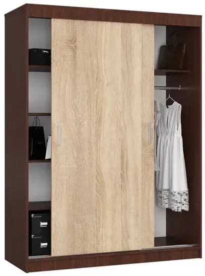 Przesuwna szafa wenge + dąb sonoma - Amer