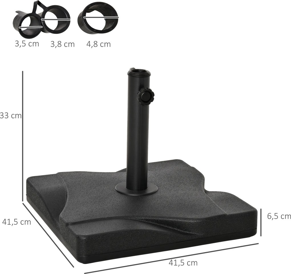 Outsunny podstawa parasola 20 kg stojak na parasole słupki na parasole 30-38 mm czarny