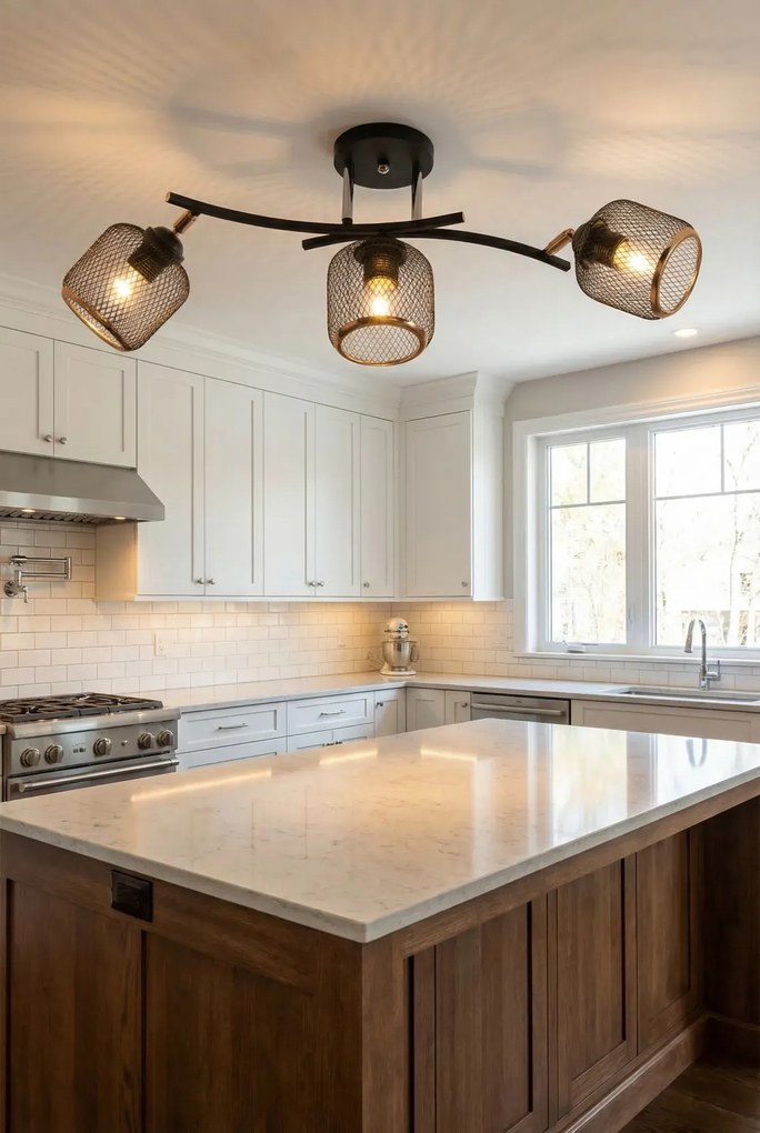 Czarna lampa wisząca z trzema kloszami - B6-L69