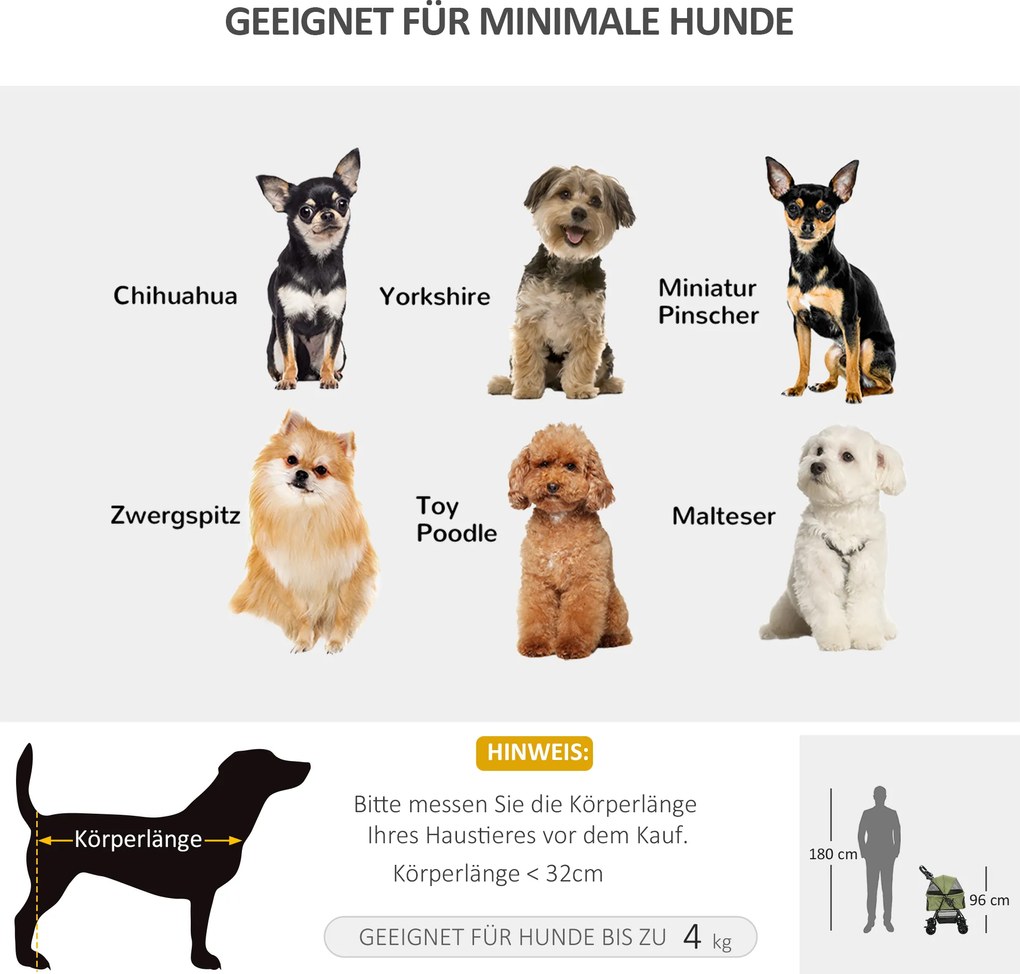 Outsunny Wózek dla Zwierząt Składany Ciemnozielony do 20kg | Aosom PL