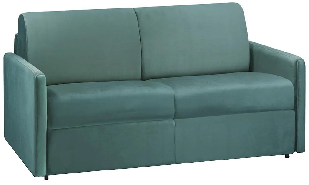 Kanapa 2-osobowa rozkładana z weluru CALIFE - Kolor miętowy - Łóżko 120  cm - Materac 18 cm