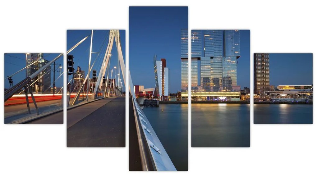 Obraz - Zmierzch w Rotterdamie, Holandia (125x70 cm)