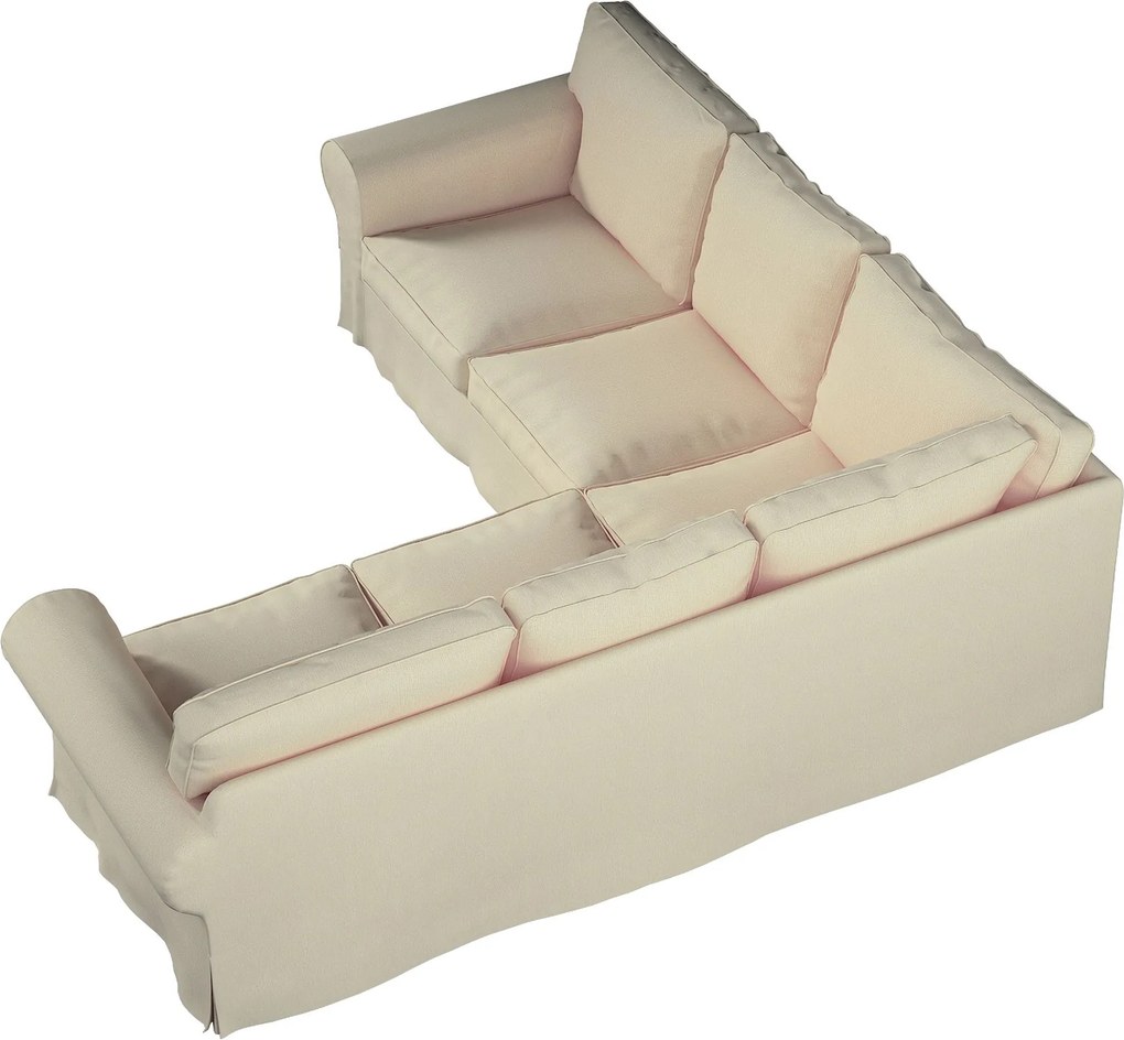 Pokrowiec na sofę narożną Ektorp kolor kremowy tkanina połyskliwa, strukturalna