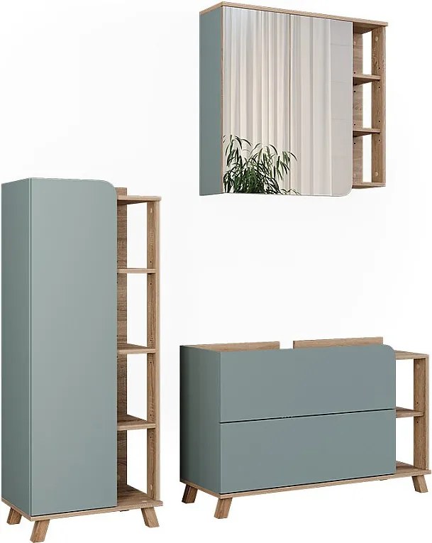 Zestaw mebli łazienkowych sonoma/niebieski 100x35x65 karen