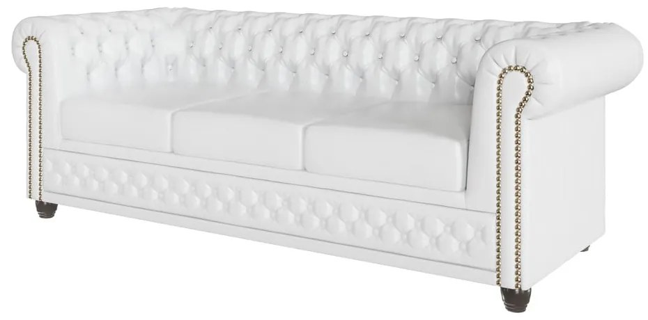 Biała rozkładana sofa z imitacji skóry 203 cm York – Ropez