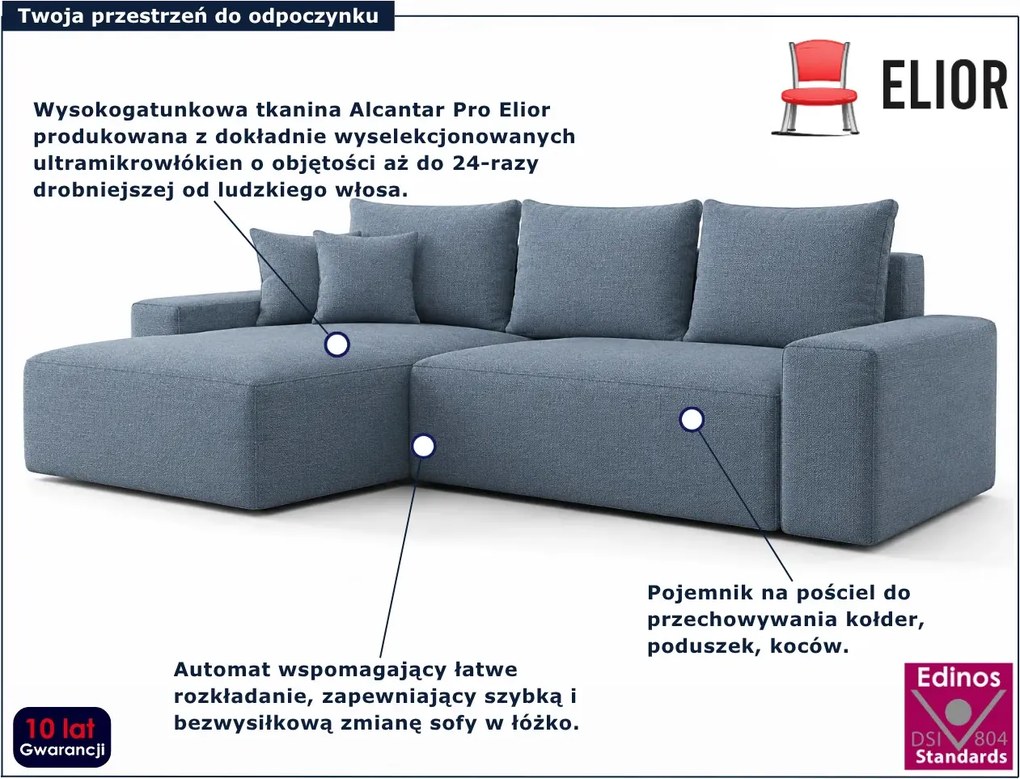 Niebieski narożnik w kształcie L z pojemnikiem N5-B62