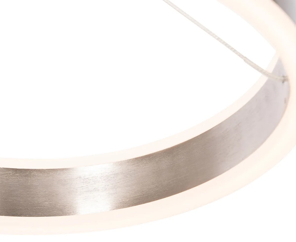 Stalowa lampa wisząca 30 cm z LED 3-stopniowy ściemniacz - Lyani Nowoczesny Oswietlenie wewnetrzne