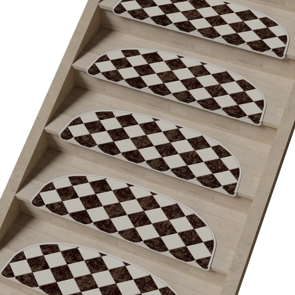 Czarno-białe dywaniki na schody zestaw 16 szt. 20x65 cm Chess Board – Vitaus