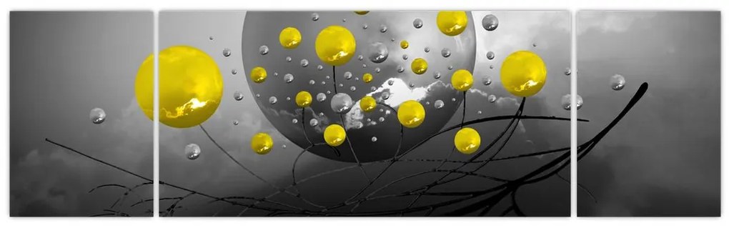 Obraz - żółte abstrakcyjne kule (170x50 cm)