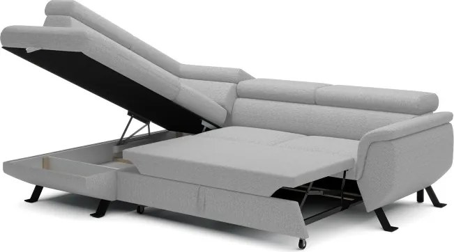 Narożnik RAVEN L Lewostronny wolnostojący z funkcją spania tkanina ARAGON 83 Popielaty WERSAL