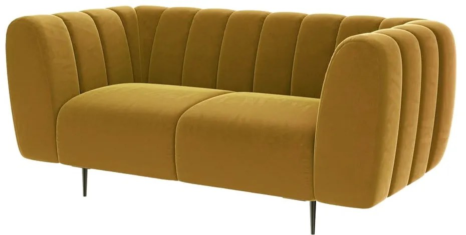 Miodowożółta aksamitna sofa Ghado Shel, 170 cm