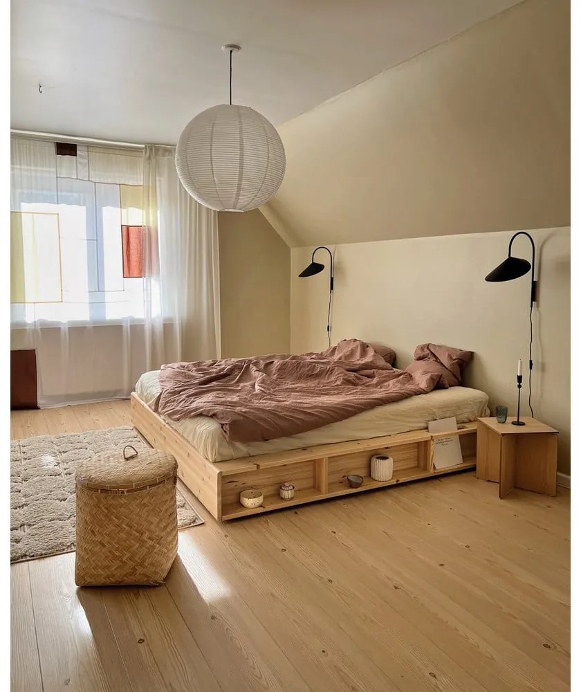 Łóżko dwuosobowe z drewna sosnowego ze stelażem 140x200 cm Ziggy – Karup Design