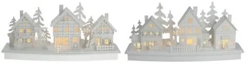 Drewniana dekoracja LED Bożonarodzeniowa wioska, 45 x 14 x 20 cm