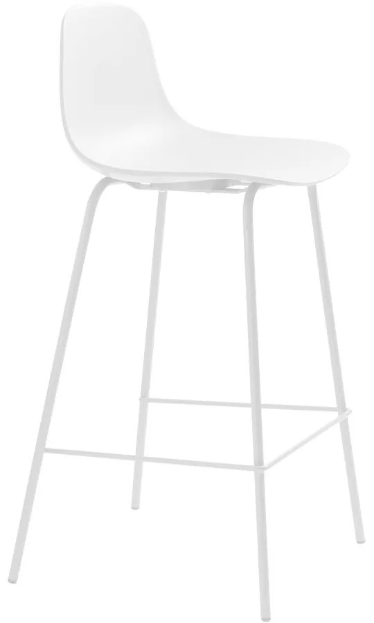 Biały plastikowy hoker (wysokość siedziska 67,5 cm) Whitby – Unique Furniture