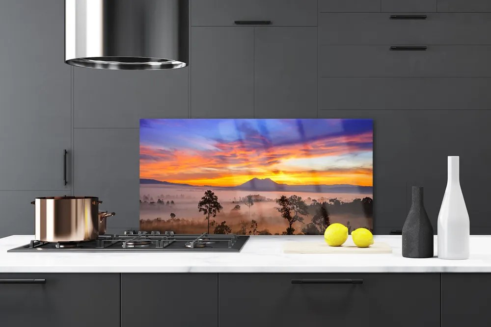 Szkło do Kuchni na Ścianę Tajemniczy Bór We Mgle