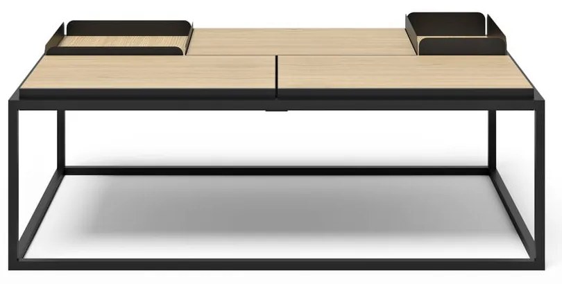 Czarny stolik z blatem w dekorze dębu 75x120 cm Douro – TemaHome
