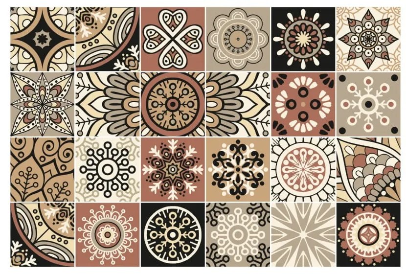 Zestaw 24 naklejek ściennych Ambiance Wall Stickers Tiles Piura, 15x15 cm