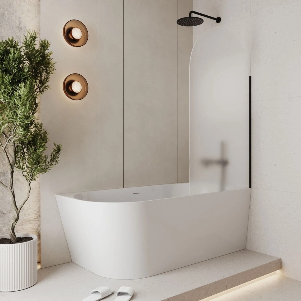 Parawan nawannowy półokrągły MOLIS Oval Satin szkło satynowe matowe | Różne rozmiary : Kolor profili kabiny - chrom / srebrny, Rozmiar - 80x140 cm