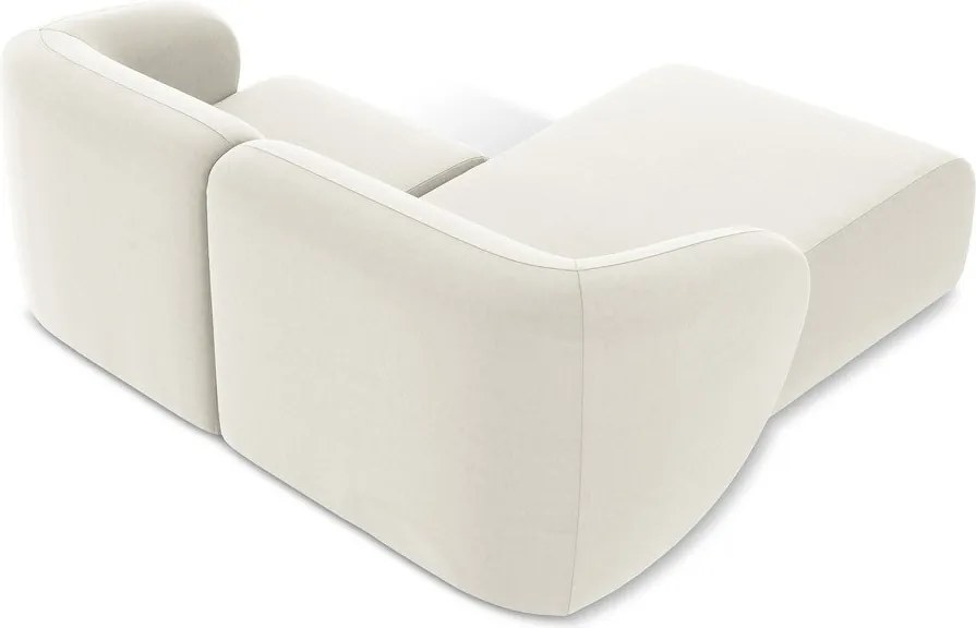 Beżowy aksamitny narożnik (lewostronny/z szezlongiem) Lani – Makamii