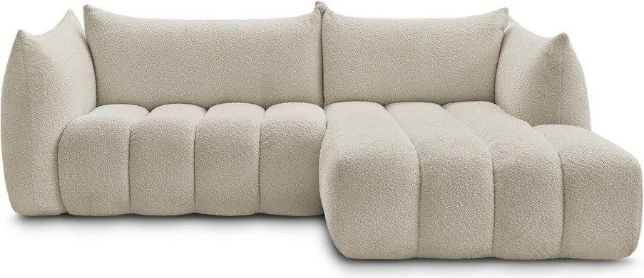 Beżowy narożnik z materiału bouclé (prawostronny/z szezlongiem) Azra – Bobochic Paris