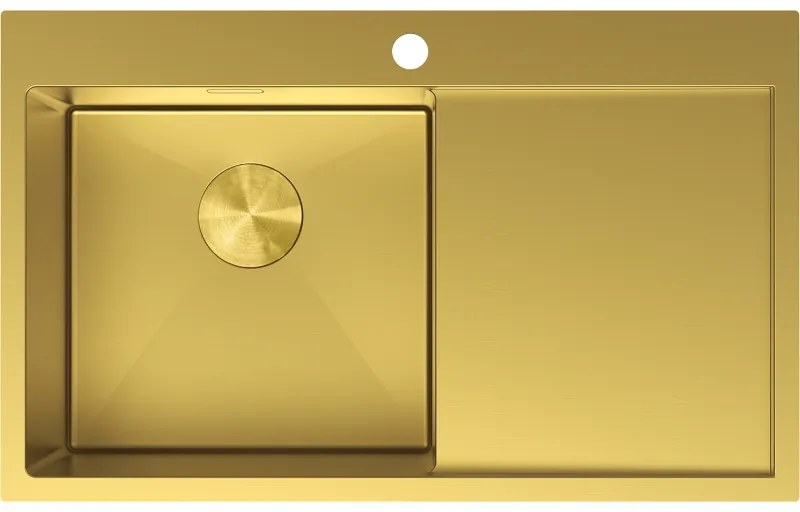 Mexen Exar zlewozmywak stalowy 1-komorowy z ociekaczem lewy 780 x 480 mm, złoty - 6433781010L-55