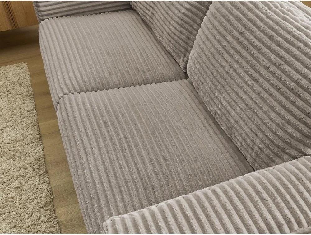 Szarobrązowa sztruksowa rozkładana sofa do spania 240 cm Hugo – Bobochic Paris