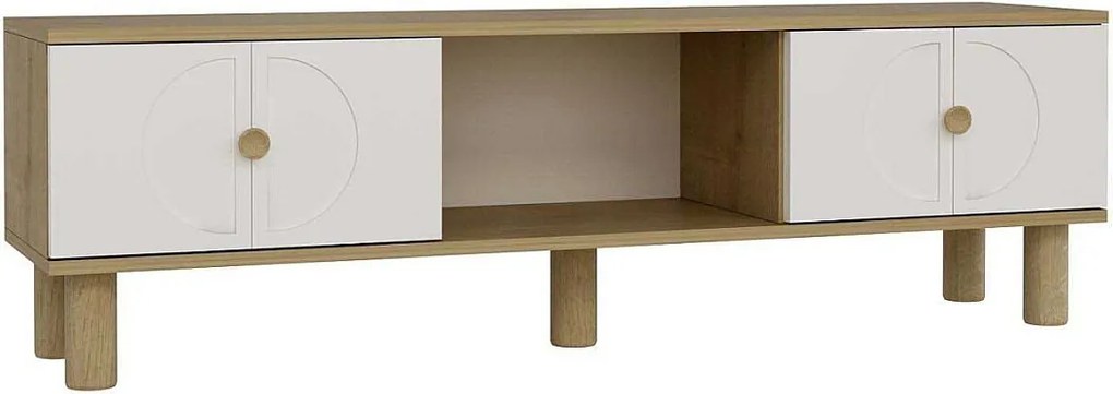 Stojak pod TV – 150 cm x 40,6 cm – Dąb szafirowy i biały – MDF