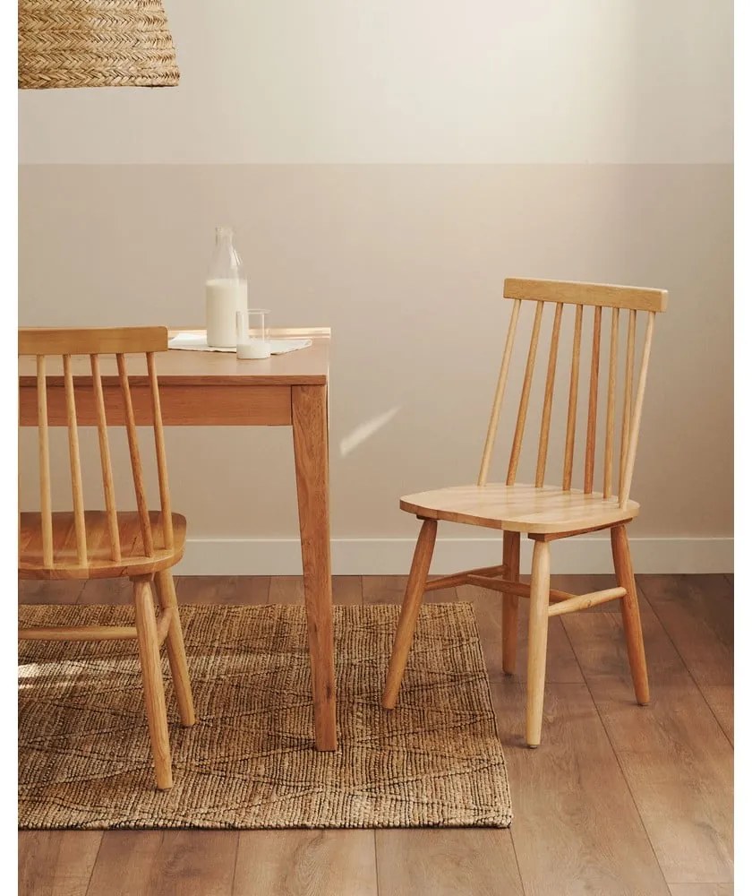 Krzesła z litego drewna kauczukowego w naturalnym kolorze zestaw 2 szt. – Kave Home