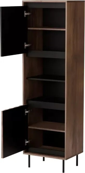 Witryna Madera W-1 – nowoczesna witryna orzechowa z czarnymi akcentami, elegancja i funkcjonalność w Twoim salonie