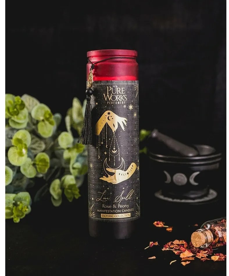 Arome Organiczna świeca Rose&amp;Peony 300 g wkolorowym wysokim szklanym słoiku z frędzelkiem