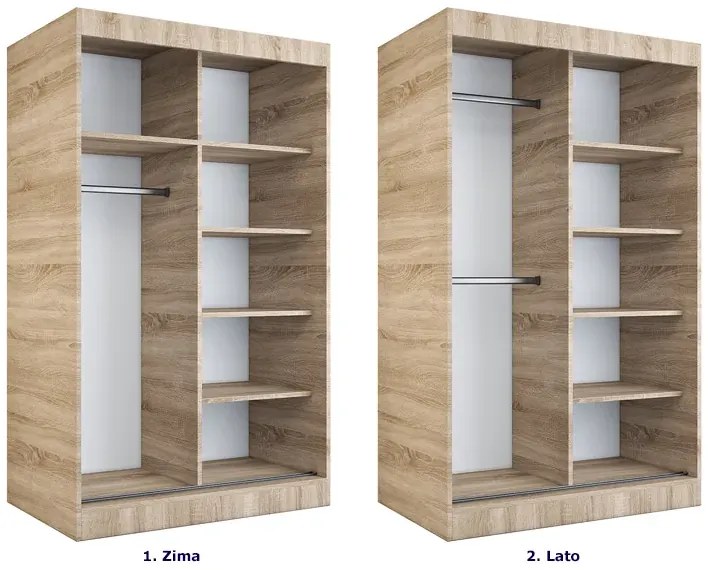 Szafa z przesuwanymi drzwiami dąb sonoma + biały 120 cm - Erco 3X