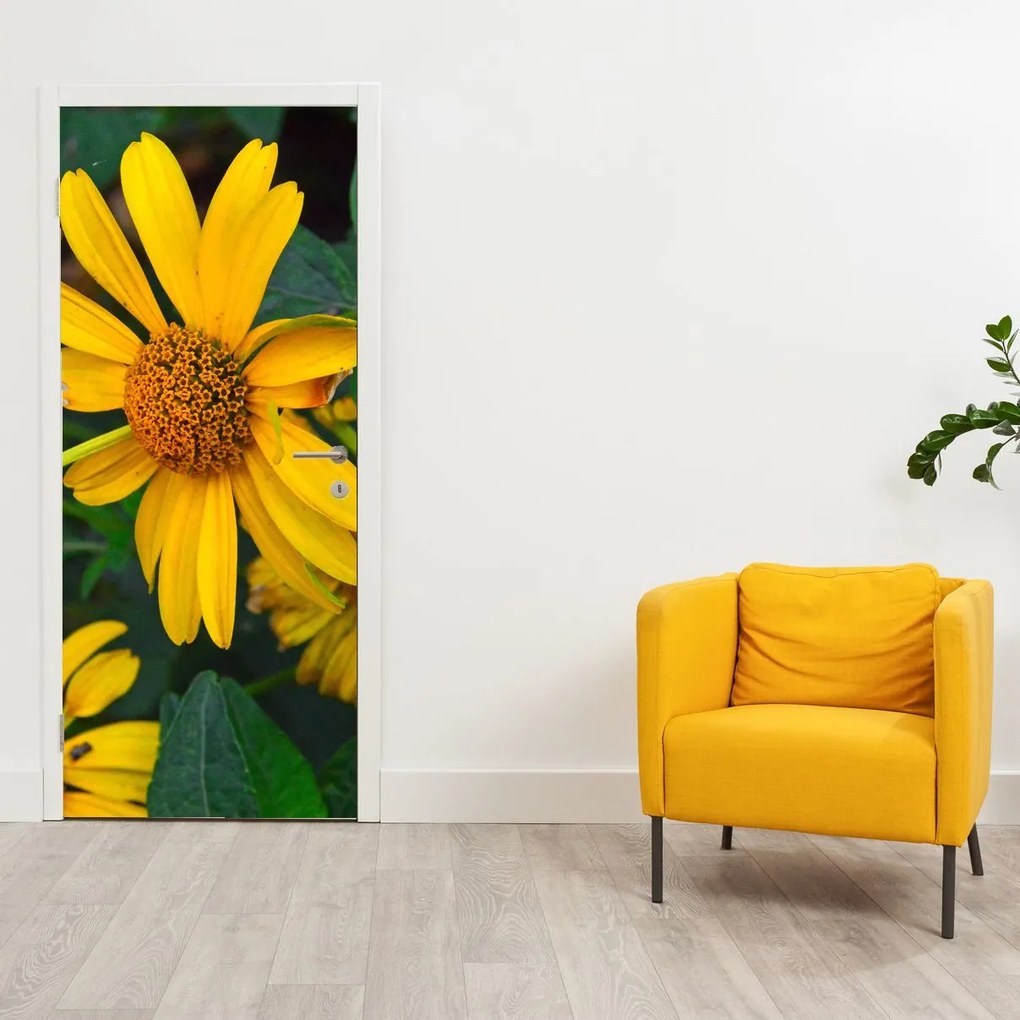 Fototapeta na drzwi - Żółte kwiaty (95x205cm)