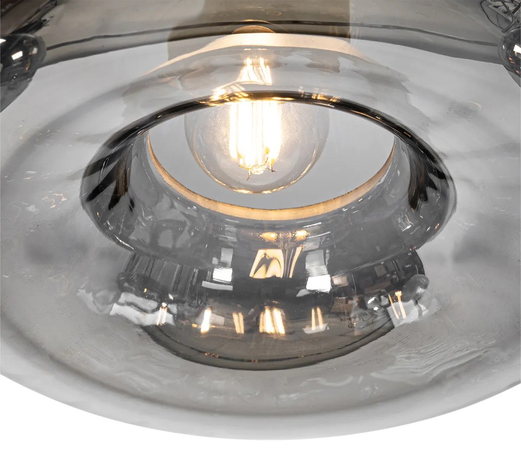 Lampa wisząca w stylu art deco czarna z dymionym szkłem okrągła 3-punktowa - Ayesha ArtDeco Oswietlenie wewnetrzne
