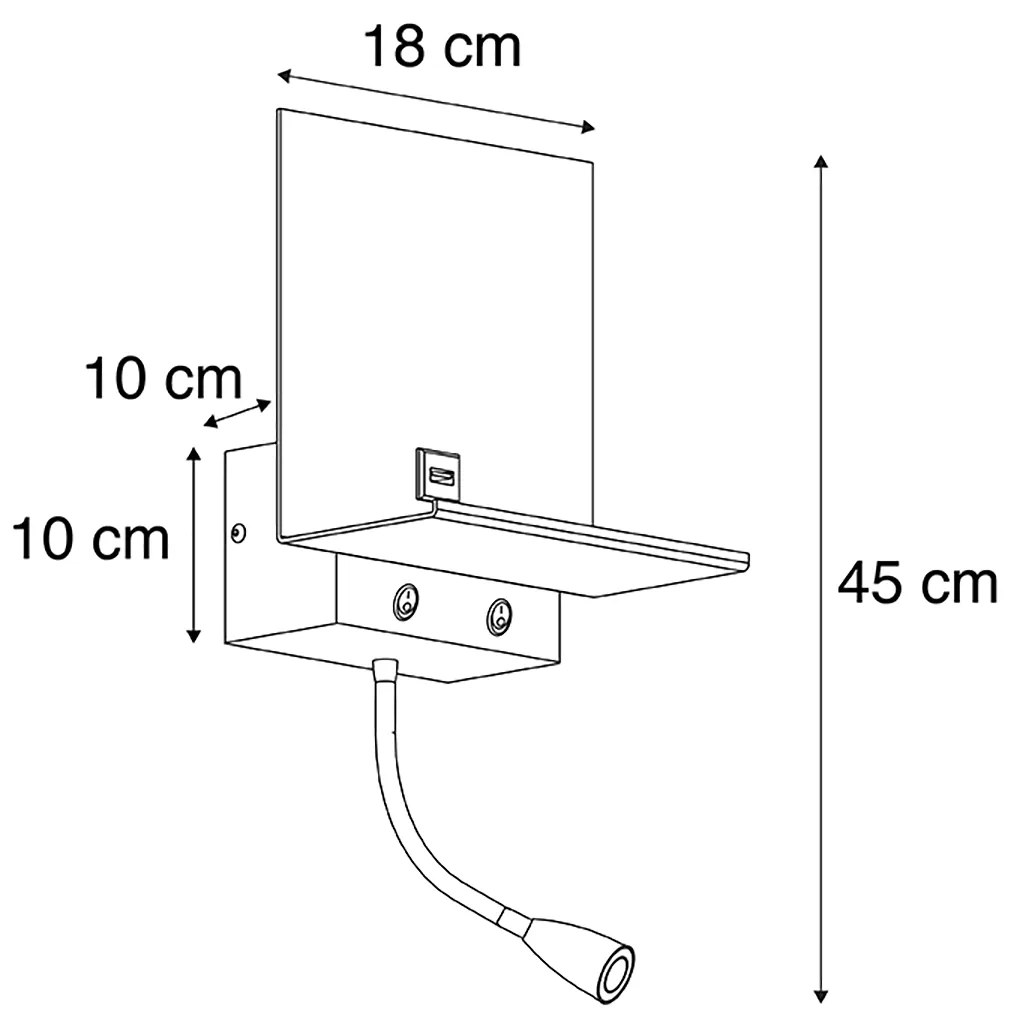 Inteligentna lampa ścienna czarna z USB i ramieniem giętkim w tym Wifi G9 - Flero Nowoczesny Oswietlenie wewnetrzne