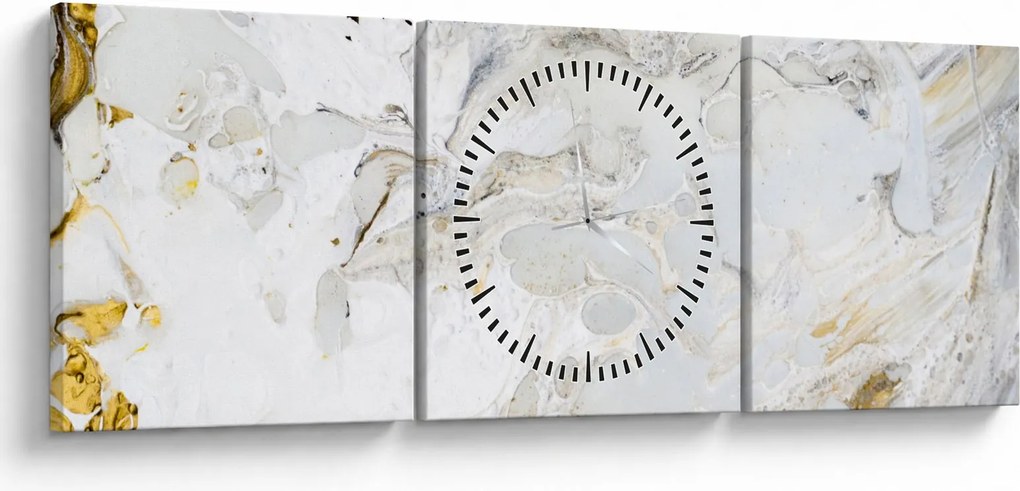 Obraz - Papier olejny z marmurowym wzorem (z zegarem) (90x30 cm)