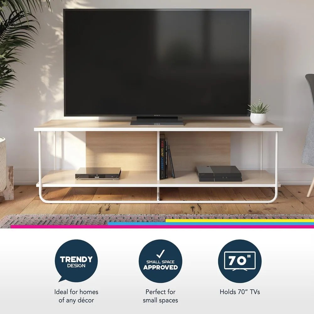 Szafka pod TV w dekorze brzozy 153x48 cm Dante – Queer Eye