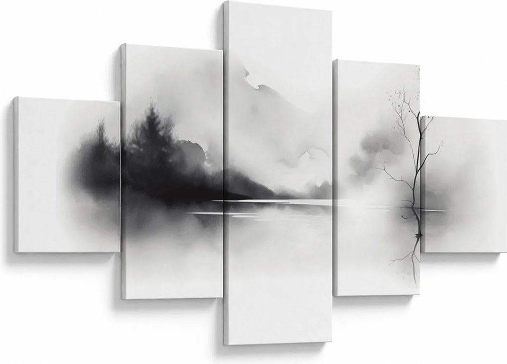Obraz - Malowany tuszem krajobraz (125x70 cm)