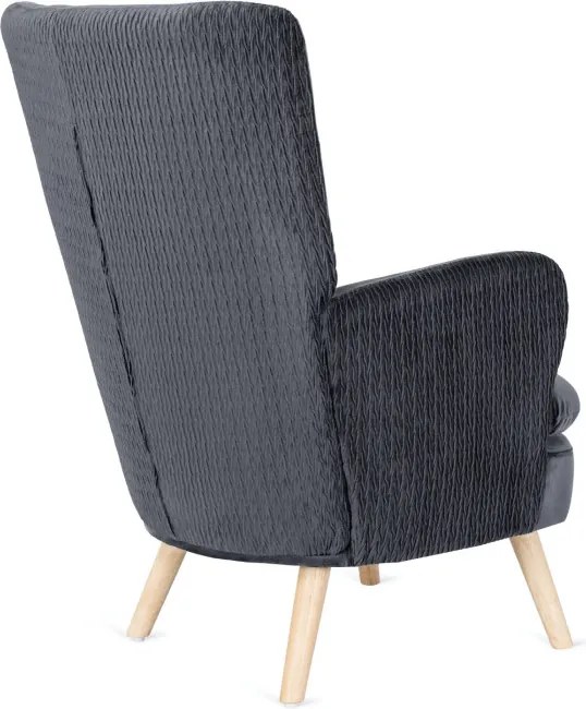 Fotel Uszak Wypoczynkowy SANTOS Szary Welurowy Nowoczesny Loft