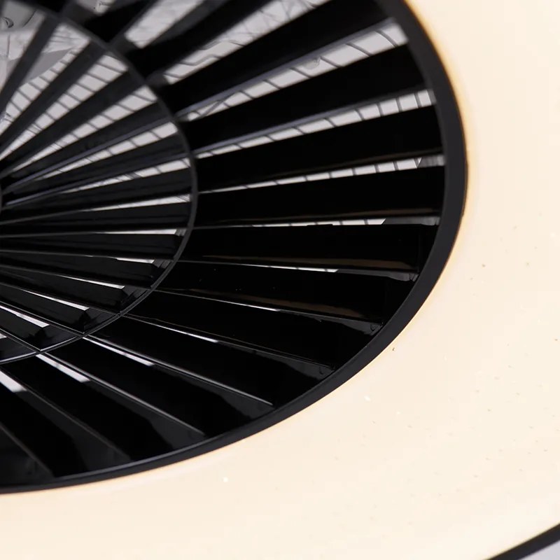 Czarny wentylator sufitowy z przyciemnianym LED i efektem gwiazd - Climo