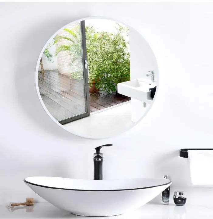 Lustro LOFT FI60cm M-951 białe ścienne okrągłe łazienkowe do salonu sypialni loftowe Industrialne minimalistyczne