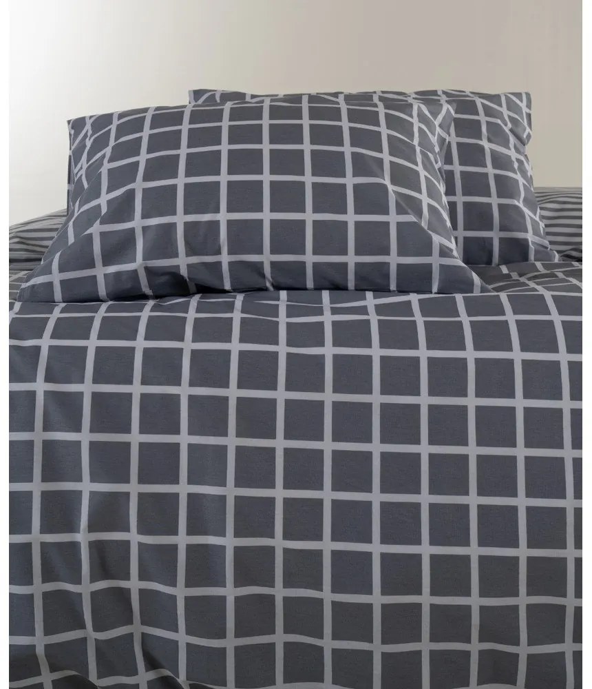 Szara pościel dwuosobowa z bawełny renforcé 240x220 cm Linear Calm Geometric – Mila Home Luxury