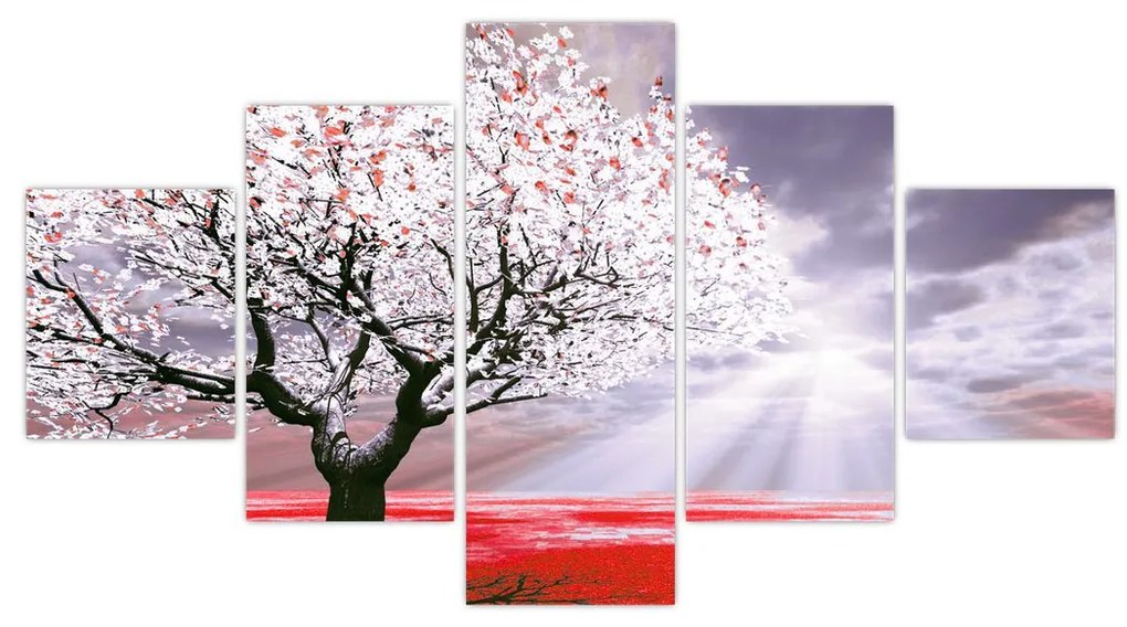 Czerwony obraz drzewa (125x70 cm)
