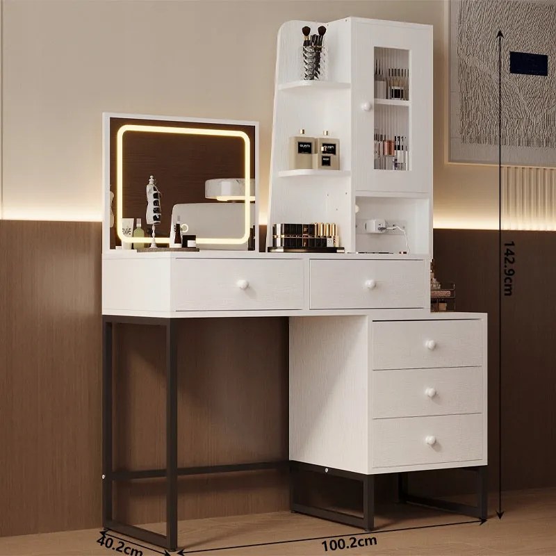 Toaletka kosmetyczna makijażu wizażu z lustrem LED glamour nowoczesna loft