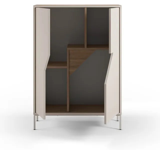 Kremowo-naturalna komoda w dekorze dębu 85x120x40 cm Lilou – Marckeric