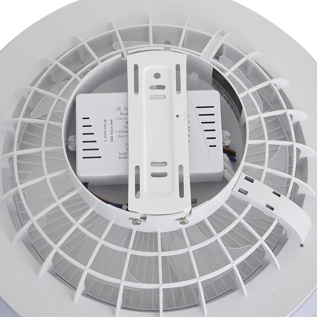 Biały wentylator sufitowy z LED RGB z możliwością ściemniania i pilotem - Clamo